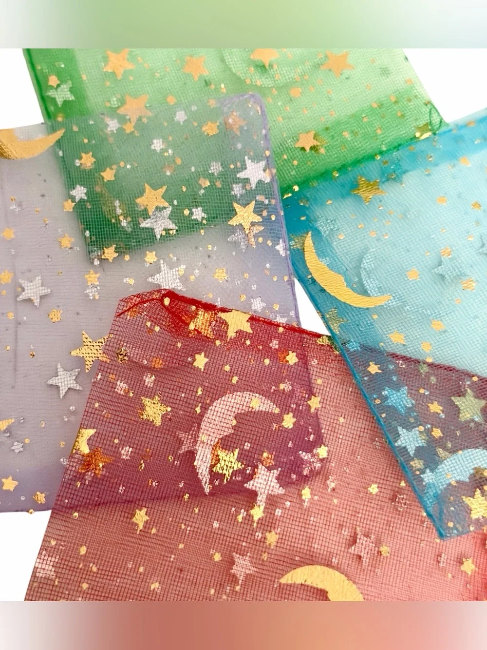 Bags Gift 3.5”x2.75” (20ct) Stars Moons Drawstring (4 Colors)